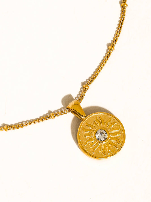 Starla 18K Gold Non-Tarnish Sun Medallion Necklace