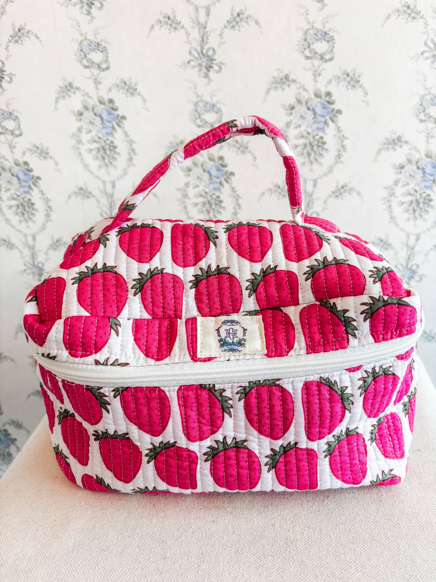 Sassy Strawberry Quilted Cosmetic Bags-set of 3