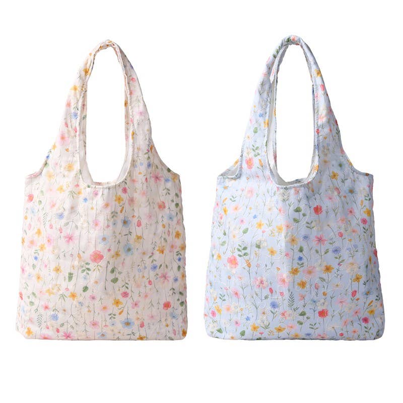 Large Organic Colorful Floral Shoulder Tote Bag