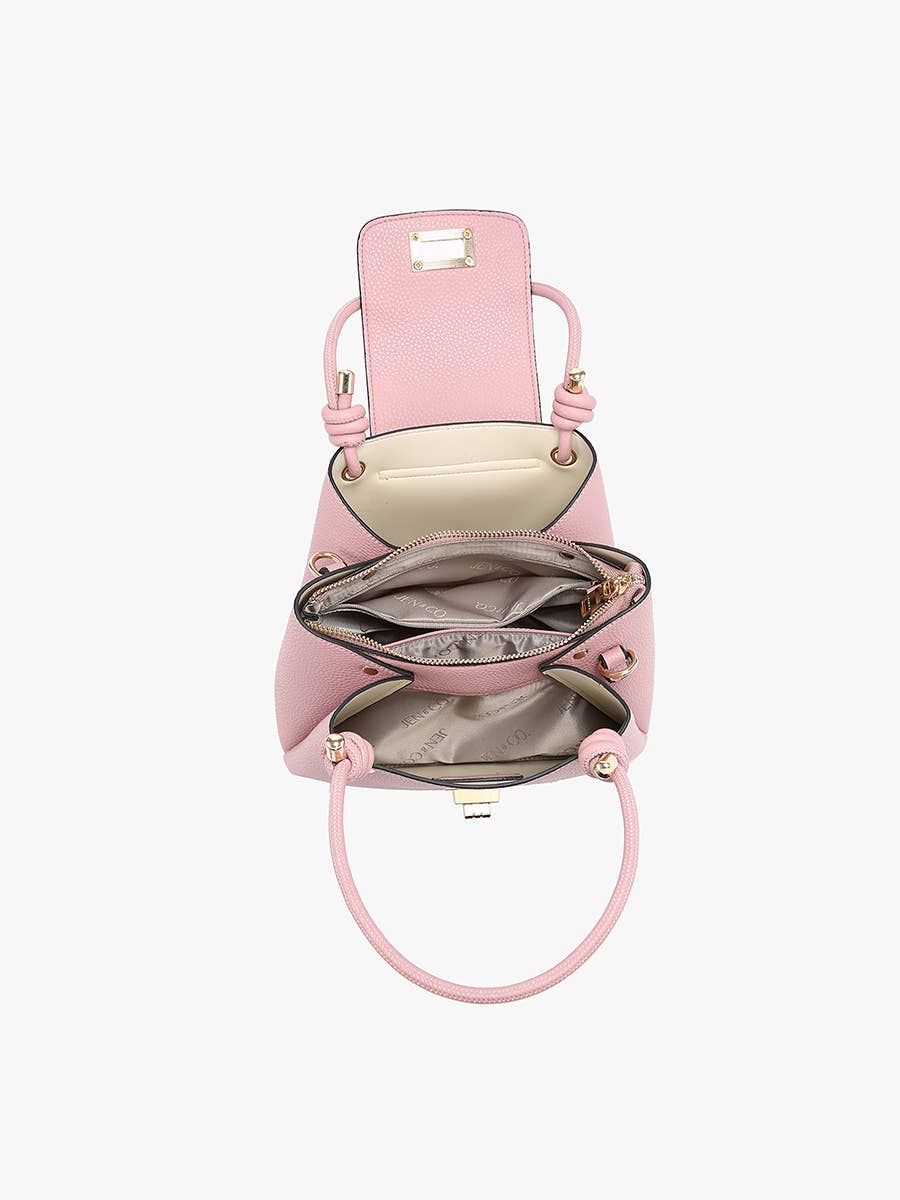 Zoey Triple Compartment Satchel w/ Twist-Lock Closure