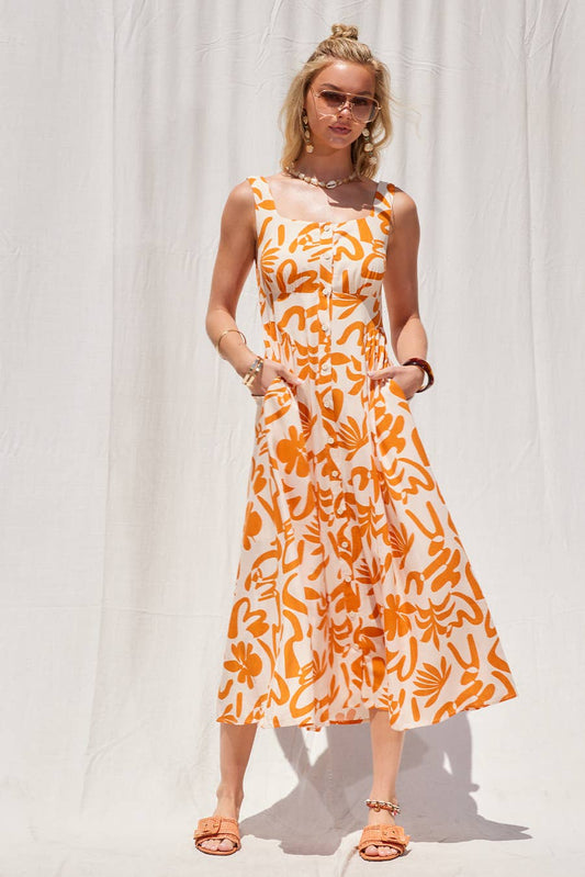 Tangerine Midi Dress