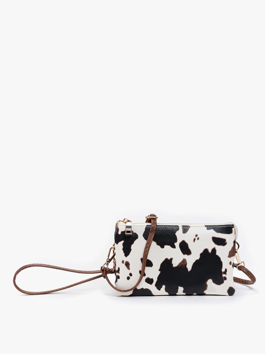 Riley Cow 3 Compartment Crossbody/Wristlet