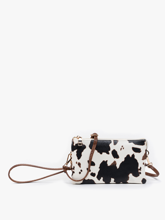 Riley Cow 3 Compartment Crossbody/Wristlet