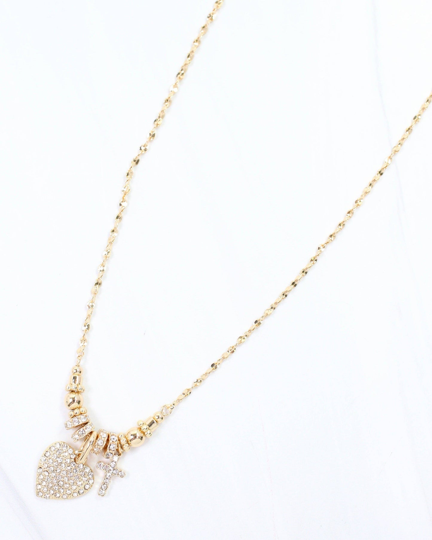 Diya Pave Charm Necklace Gold