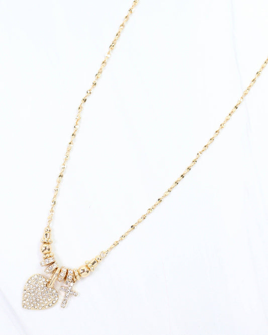 Diya Pave Charm Necklace Gold