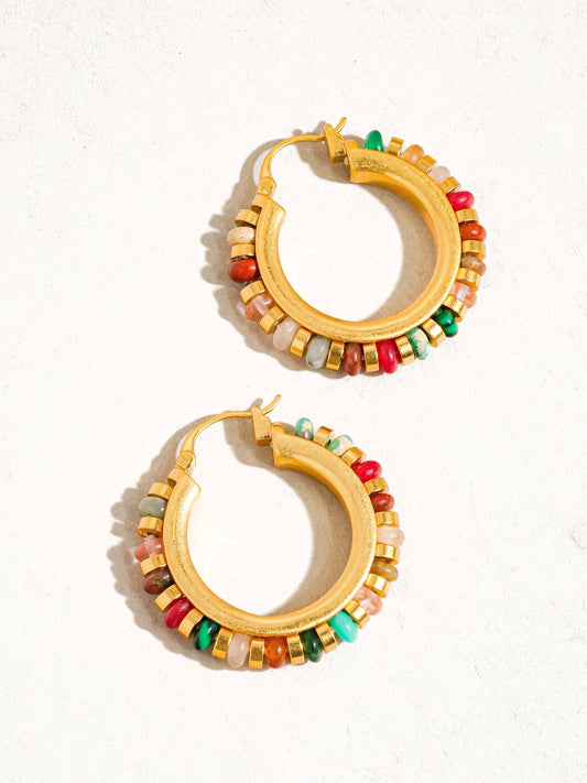 Capri 18K Gold Beaded Resort Hoop Earring