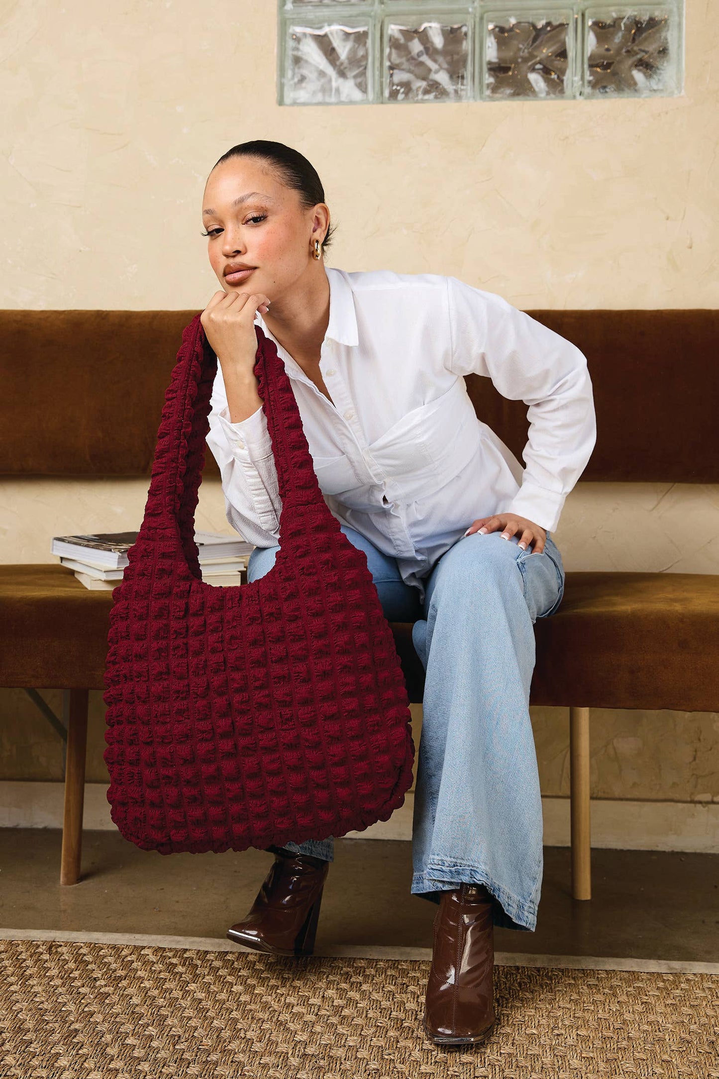 Georgia Quilted Puffy Hobo w/ Zip Closure