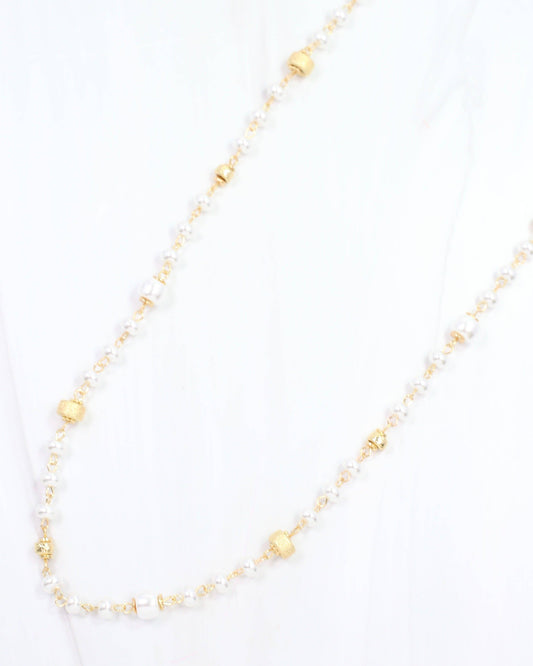 Piper Pearl Long Necklace Gold