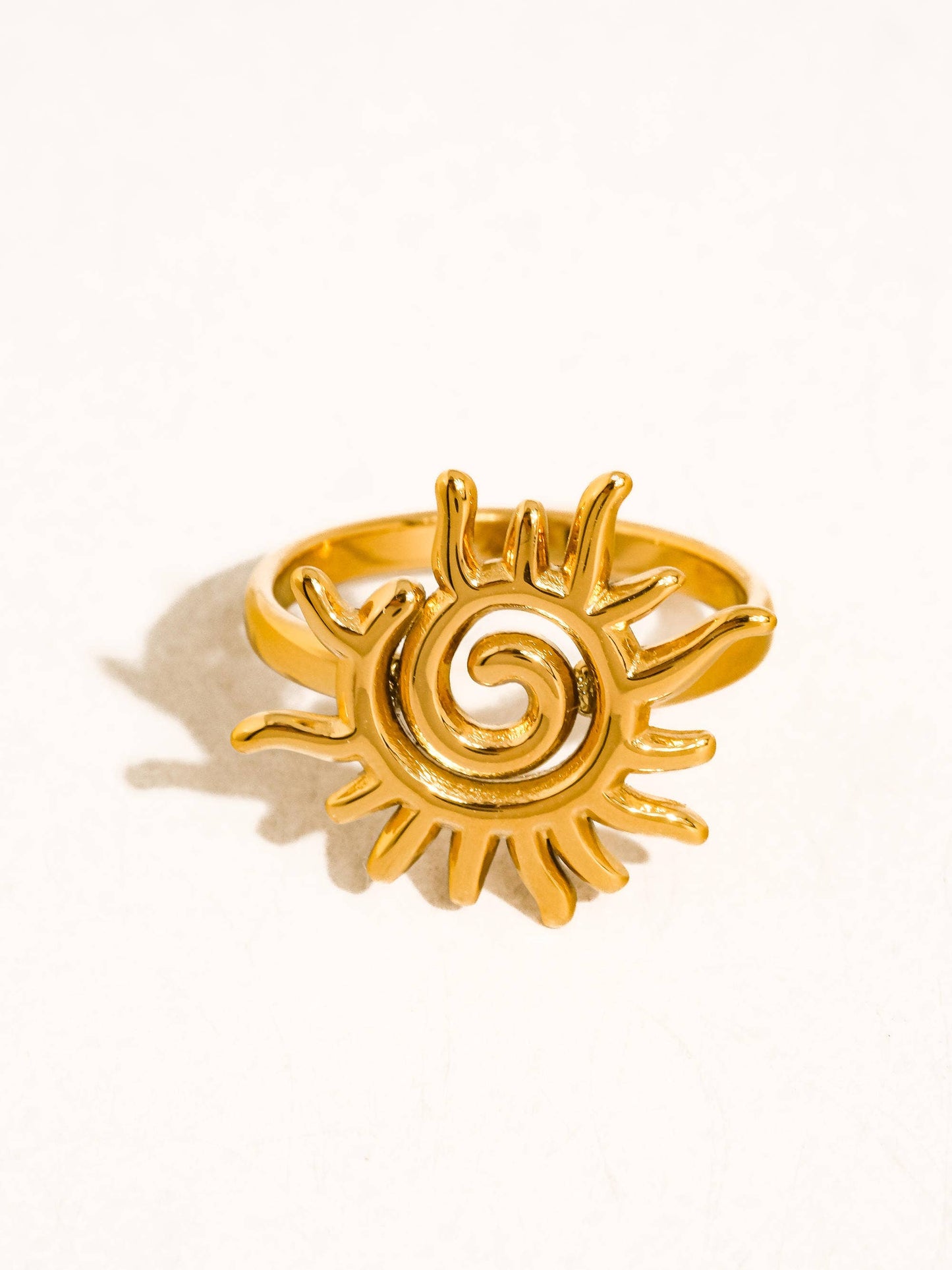 Starwyn 18K Gold Non-Tarnish Sun Spiral Statement Ring