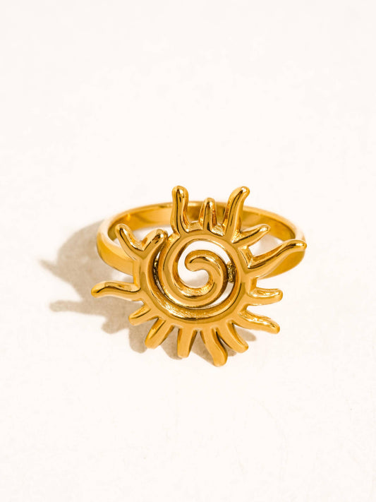 Starwyn 18K Gold Non-Tarnish Sun Spiral Statement Ring