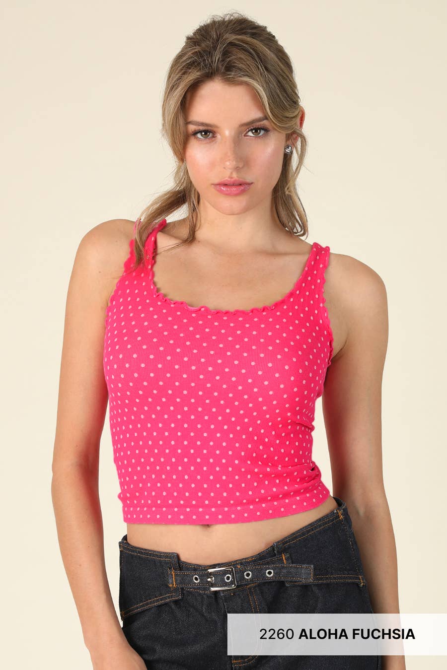 Polka Dot Edge Crop Top