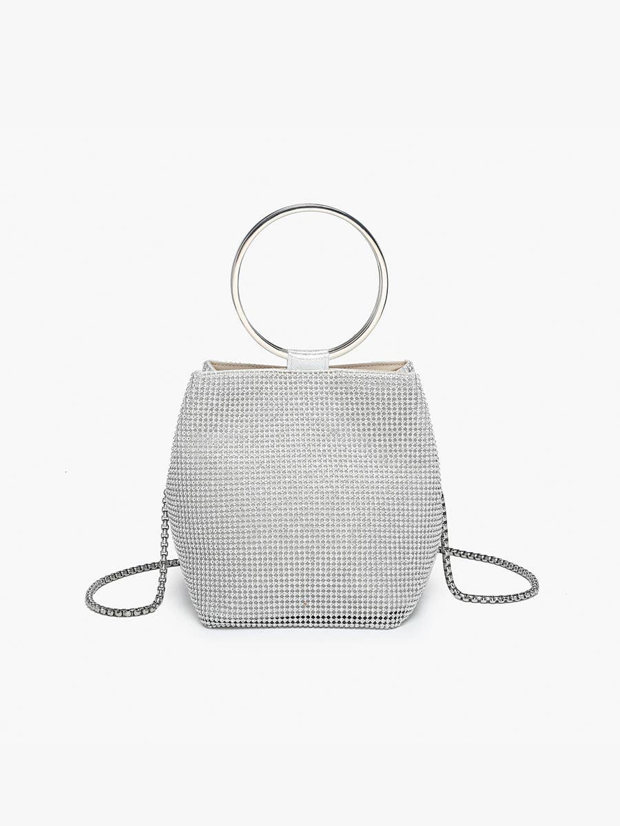Luna Rhinestone Clutch – Circular Handle Bag