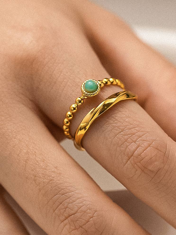 Lindy 18K Gold Non-Tarnish Layered Stone Ring