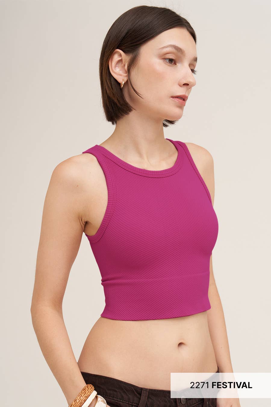 Chevron Highneck Crop Top