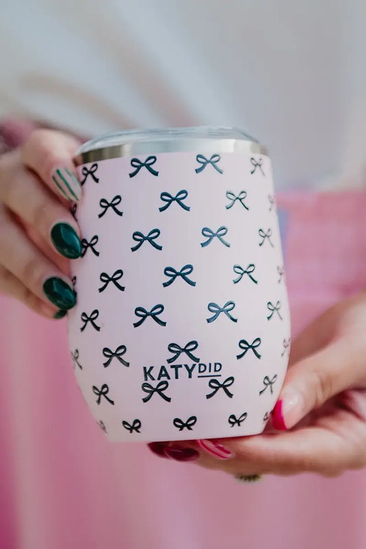 Black & Pink Mini Bows Wine Tumbler