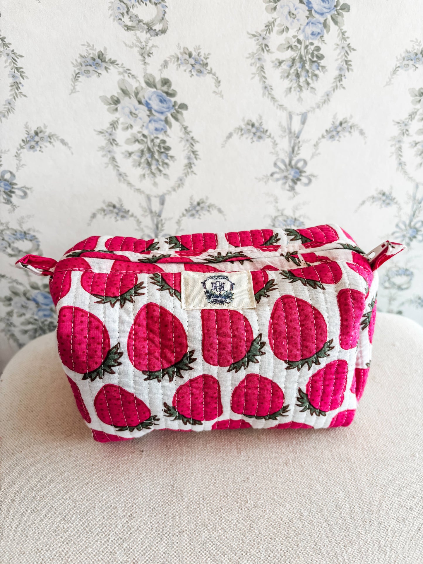 Sassy Strawberry Quilted Cosmetic Bags-set of 3