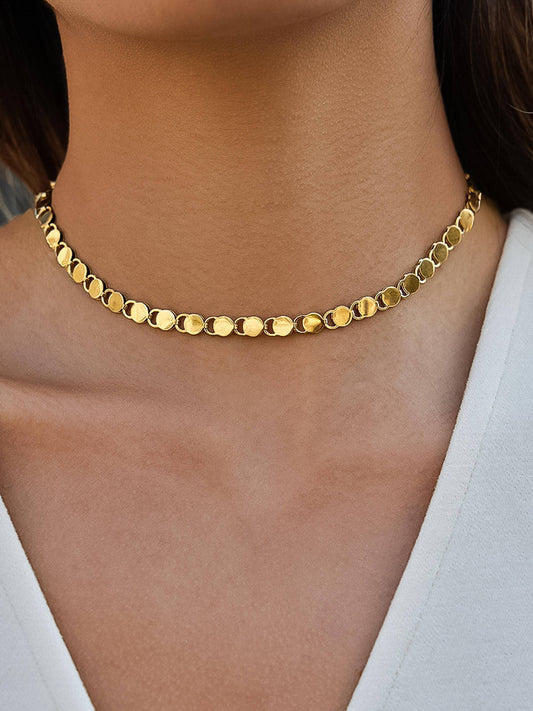 Carmin 18K Gold Non-Tarnish Gold Disc Link Necklace