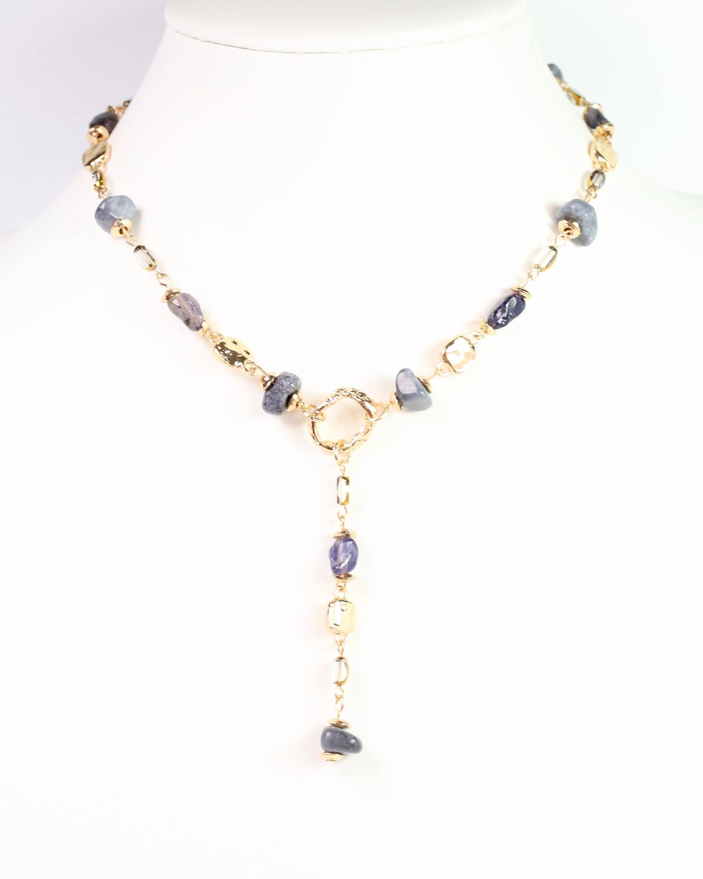 Letti Stone Y Necklace Grey