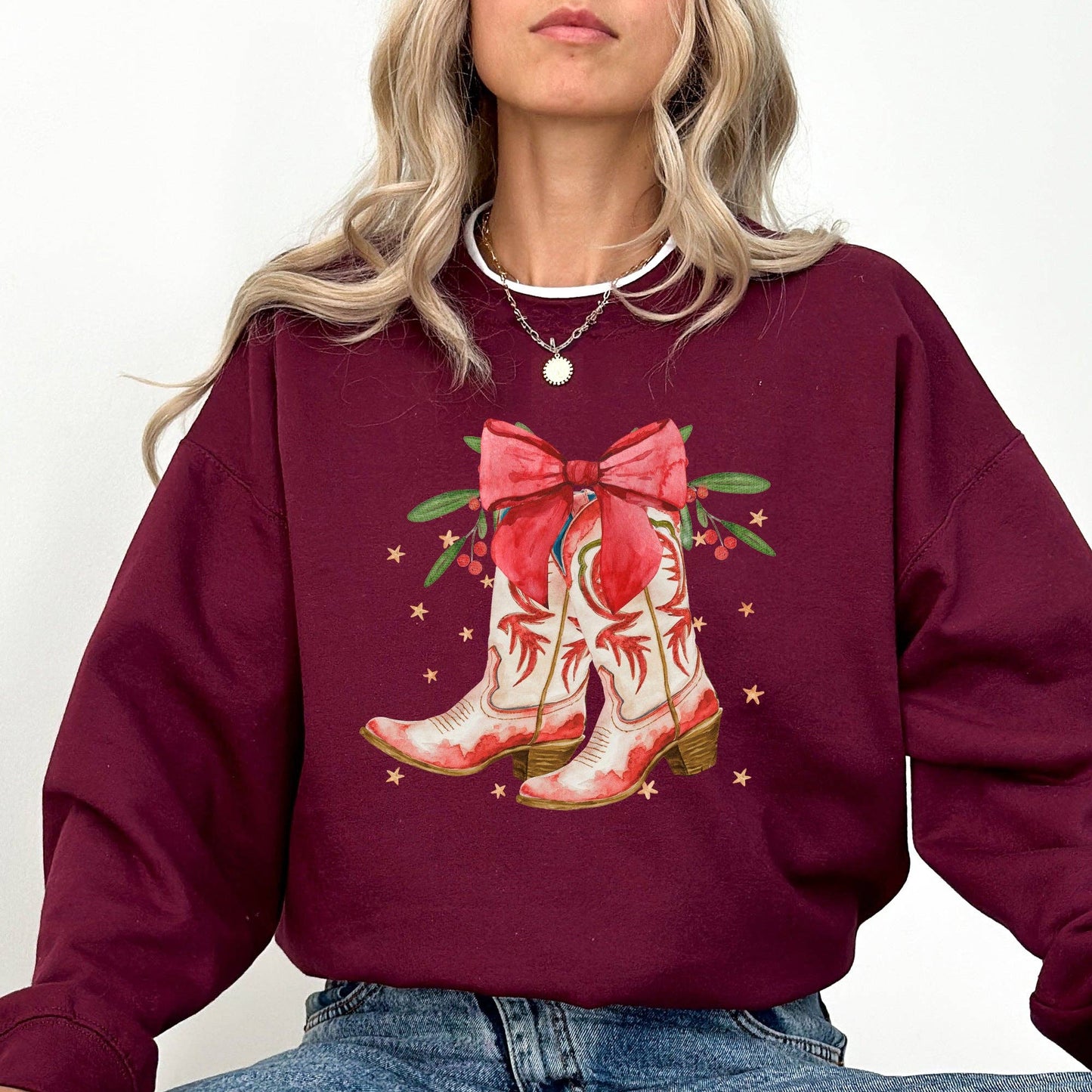 Cowgirl Boots, Cowboy, Christmas, Country Western Sweatshirt