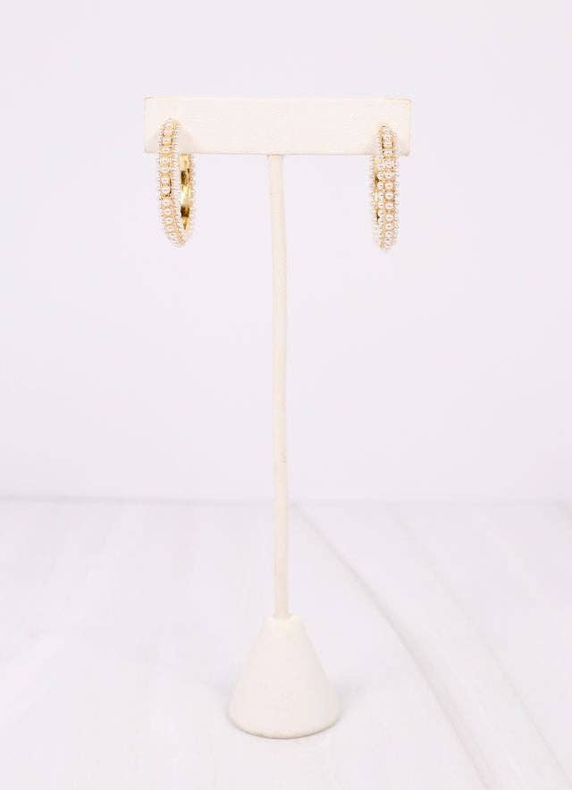 Woodard Pearl Hoop Earring GOLD