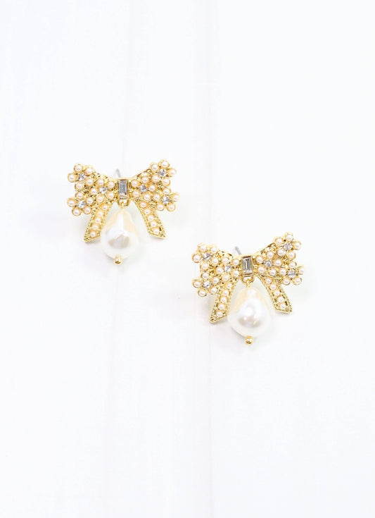 Coyle Pearl Bow Earring Gold