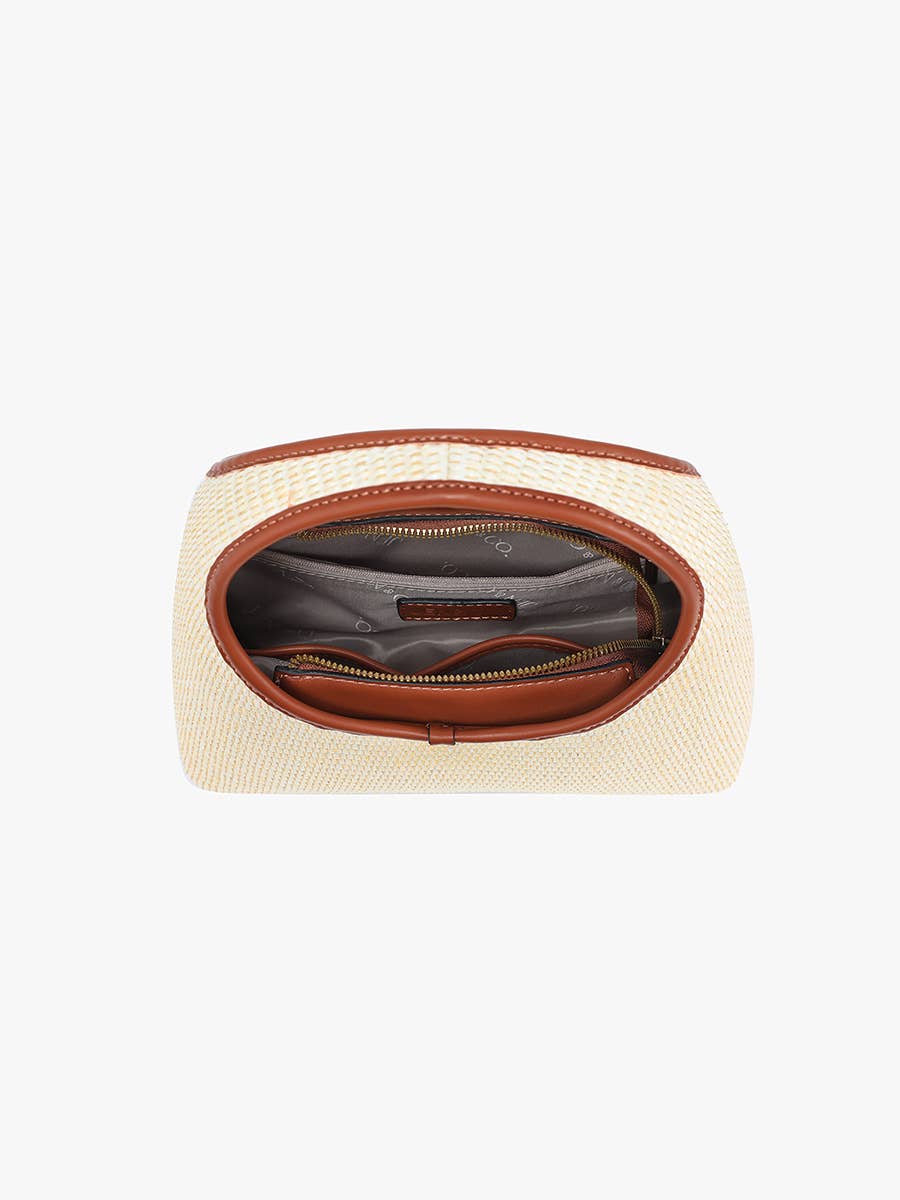 Catalina Rounded Straw Satchel w/ Crossbody Strap
