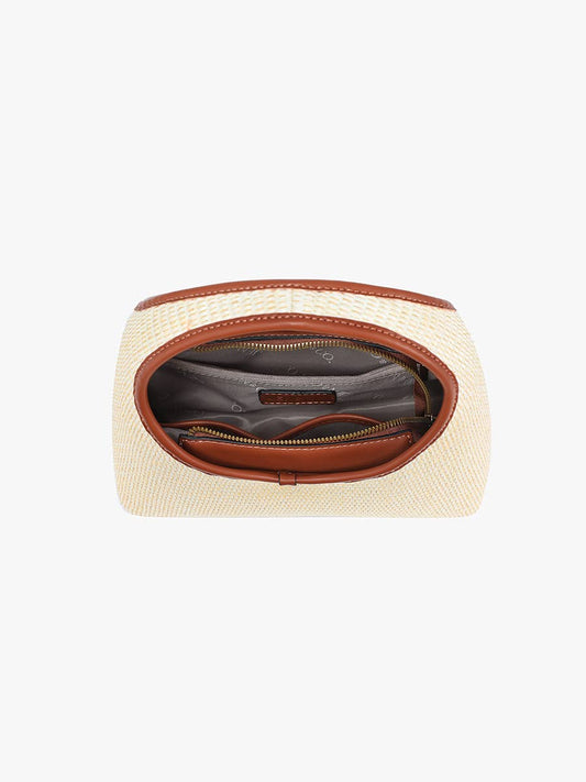 Catalina Rounded Straw Satchel w/ Crossbody Strap
