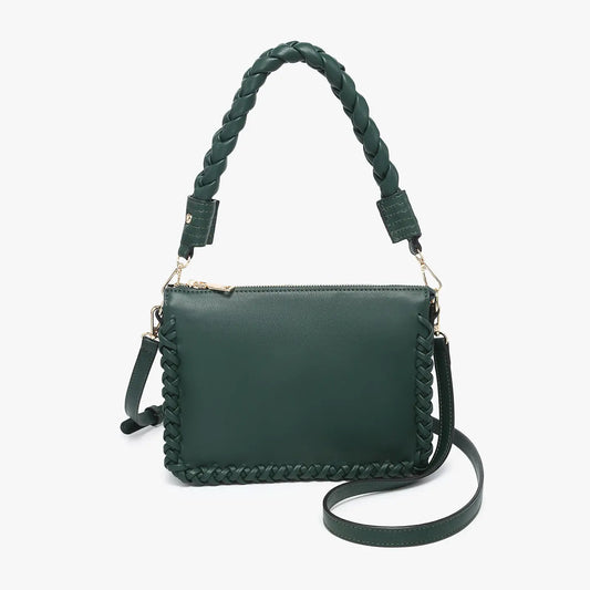 Judith Whipstitch Trim Shoulder Bag w/ Braided Handle