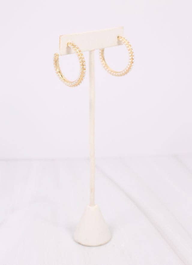 Woodard Pearl Hoop Earring GOLD