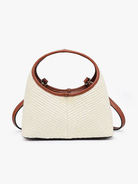 Catalina Rounded Straw Satchel w/ Crossbody Strap
