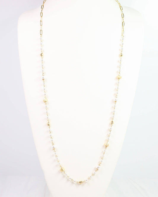 Piper Pearl Long Necklace Gold