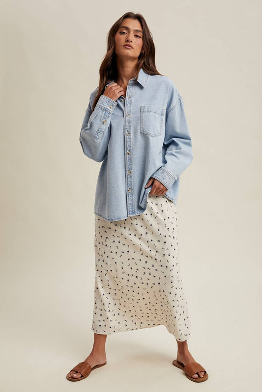 Washed Denim Button-Up