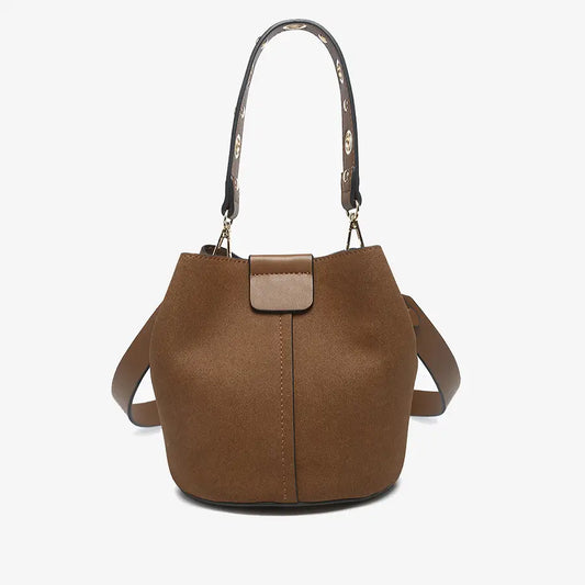 Farrah Suede Bucket Bag w/ Top Handle & Inner Bag
