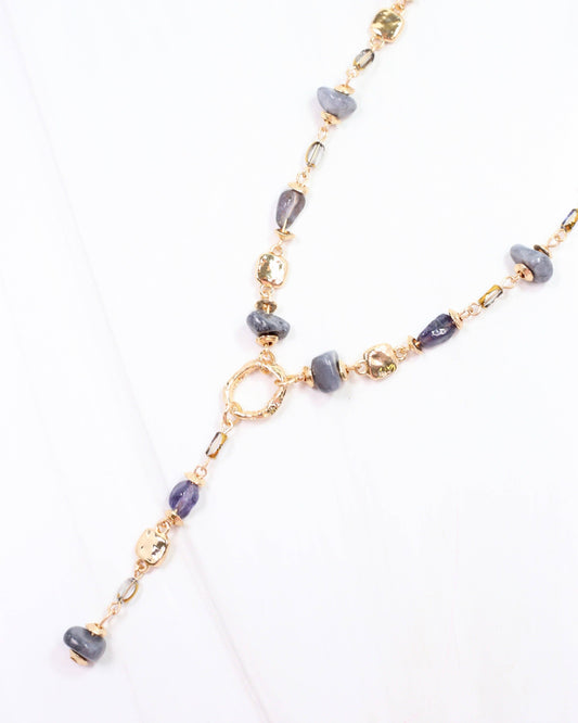 Letti Stone Y Necklace Grey