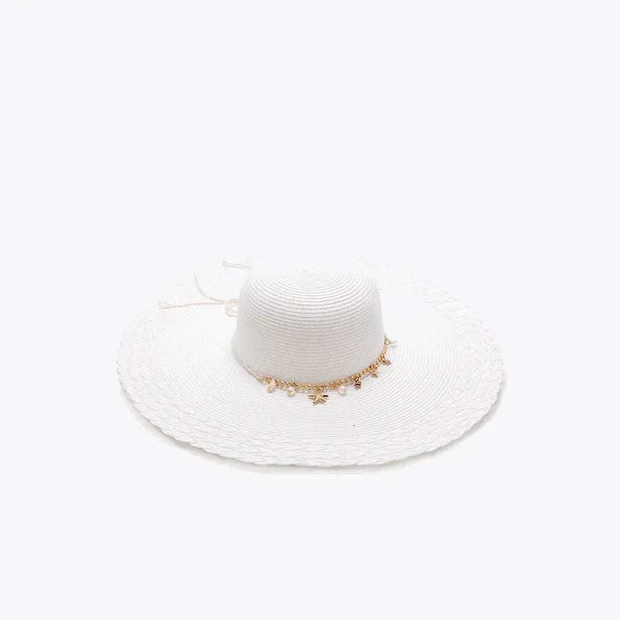 Nila Floppy Straw Hat w/ Charm Trim