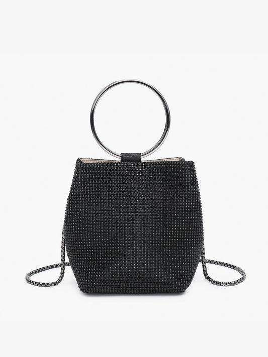 Luna Rhinestone Clutch – Circular Handle Bag