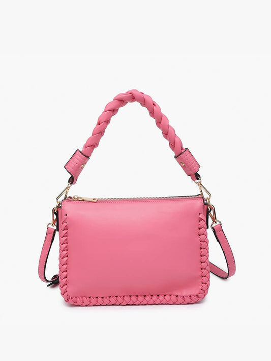 Judith Whipstitch Trim Shoulder Bag w/ Braided Handle