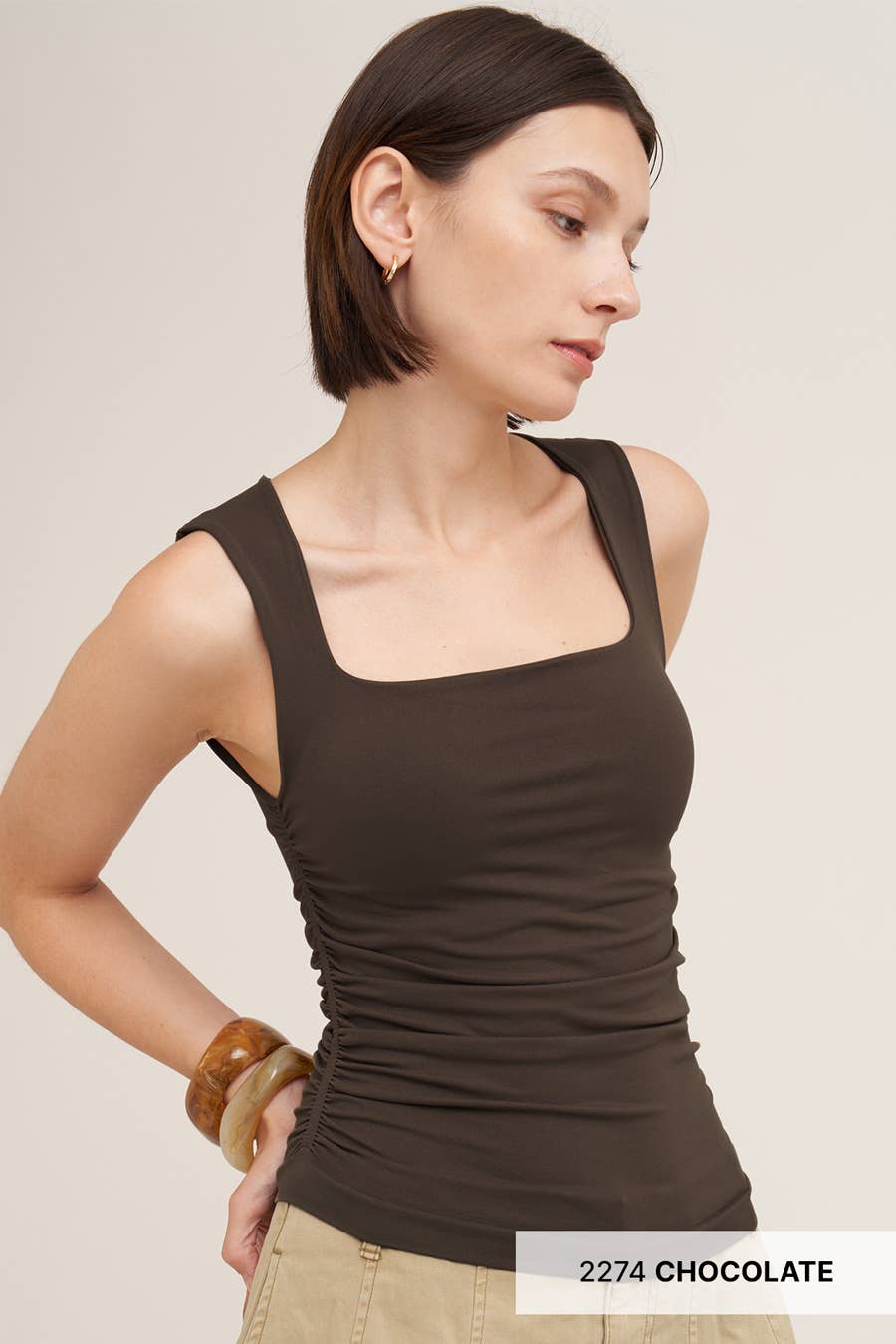Clean Line Square Shirred Top