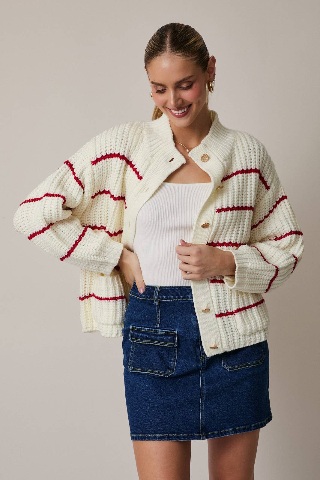 Cherry Stripe Cardigan