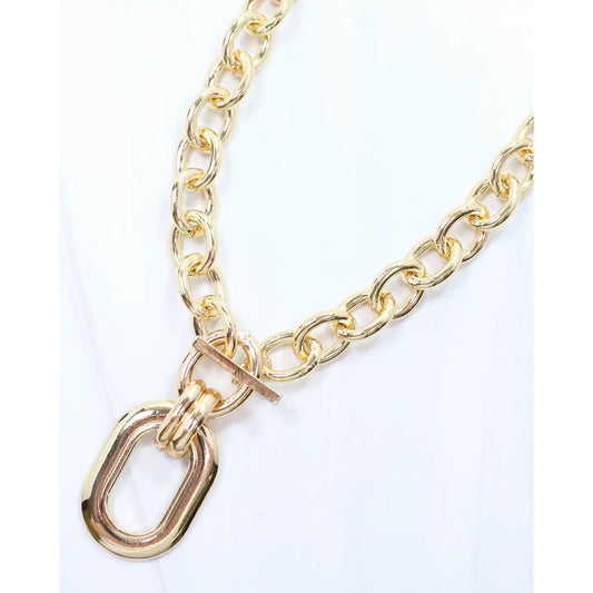 Francey Gold Oval Pendant Necklace