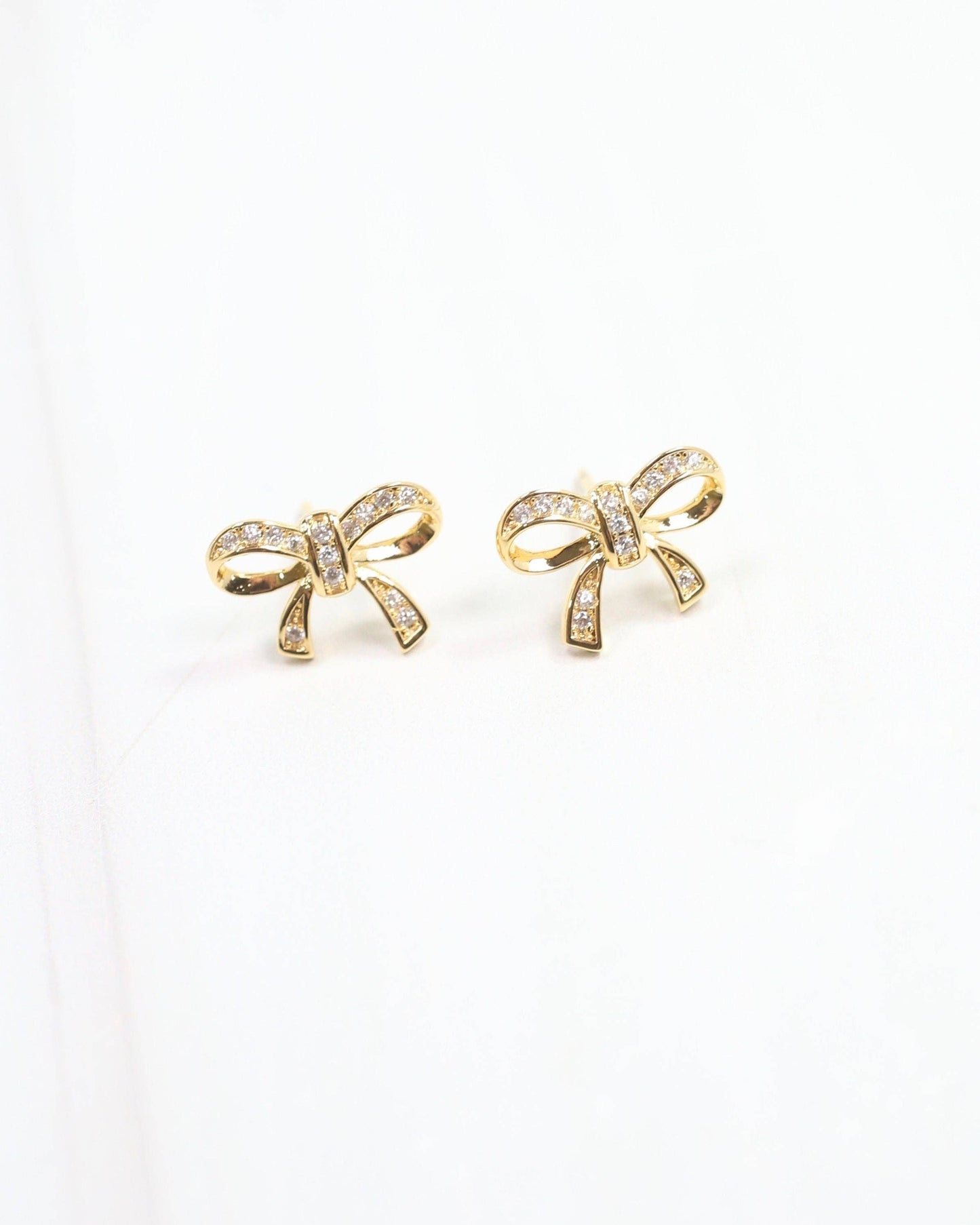 Randa Gold and Crystal Bow Stud Gold