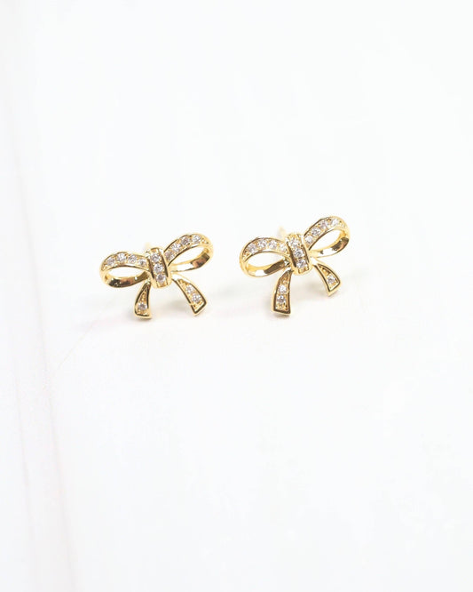 Randa Gold and Crystal Bow Stud Gold