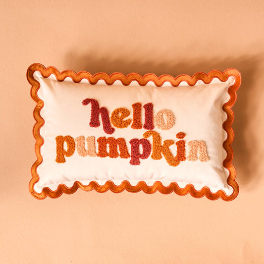 Scalloped Rectangle Throw Pillow-Hello Pumpkin