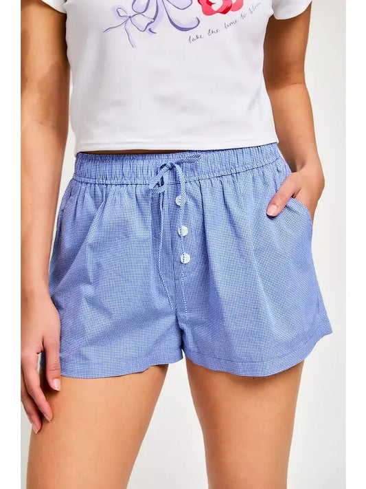 Check Waist Tie Shorts