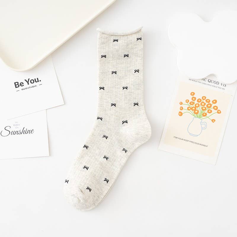 Bow Mid Calf Socks