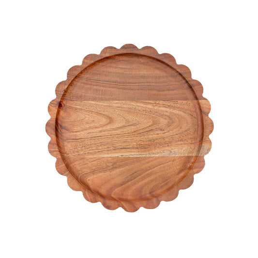 Scalloped Acacia Wood Tray