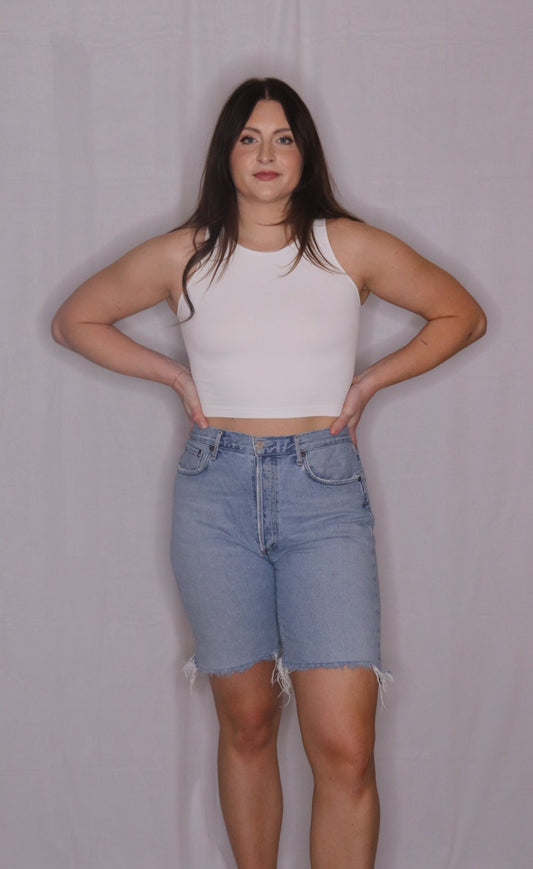 The Raley Crop- Ribbed High Neck Crop Top