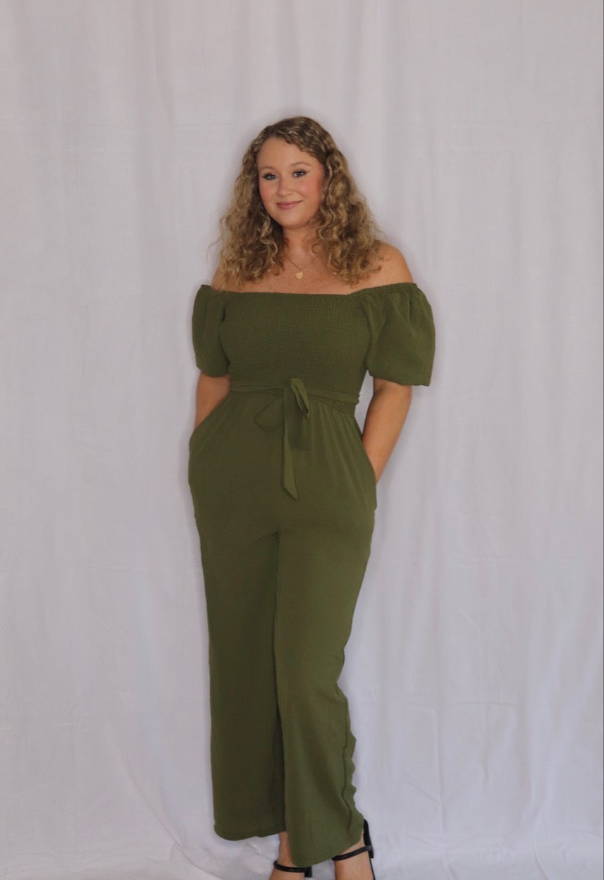 The Allie Jumpsuit- Smocked Wide Leg Jumpsuit